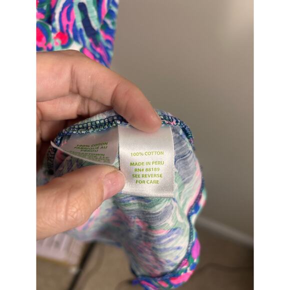 Lilly Pulitzer High Tide Navy Sea View V-Neck Tee Shirt Women’s S 100% Cotton - Picture 4 of 8